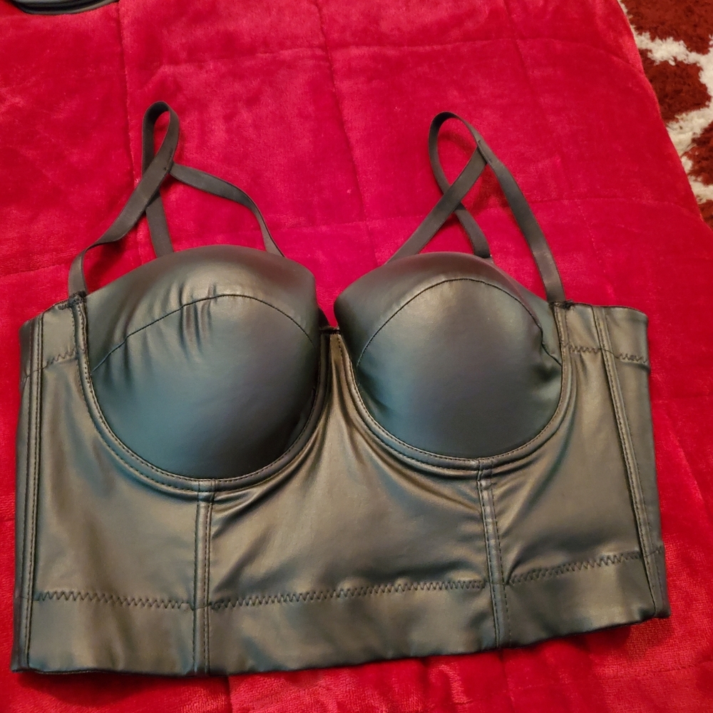Leather bra top